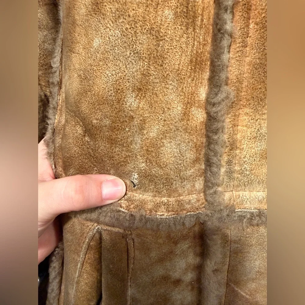 Vintage portobello sherling sheepskin jacket Marlboro man size 38 - Picture 4 of 11